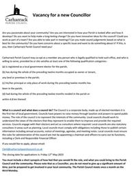 Vacancy for a new councillor!